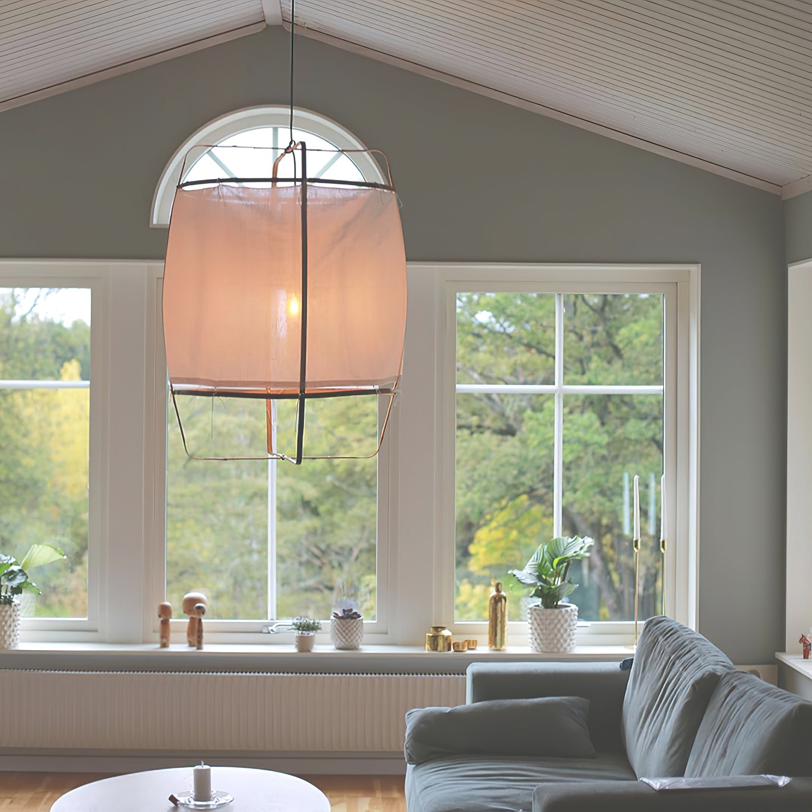 Hanglamp Bohemian met Stoffen Kap en Bamboe Frame