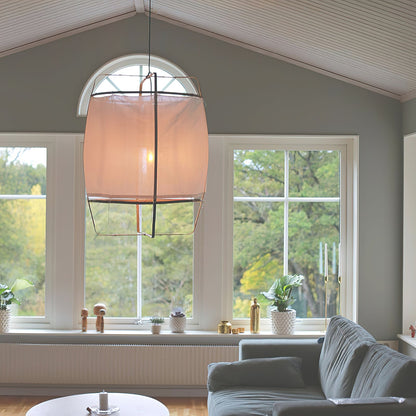 Hanglamp Bohemian met Stoffen Kap en Bamboe Frame