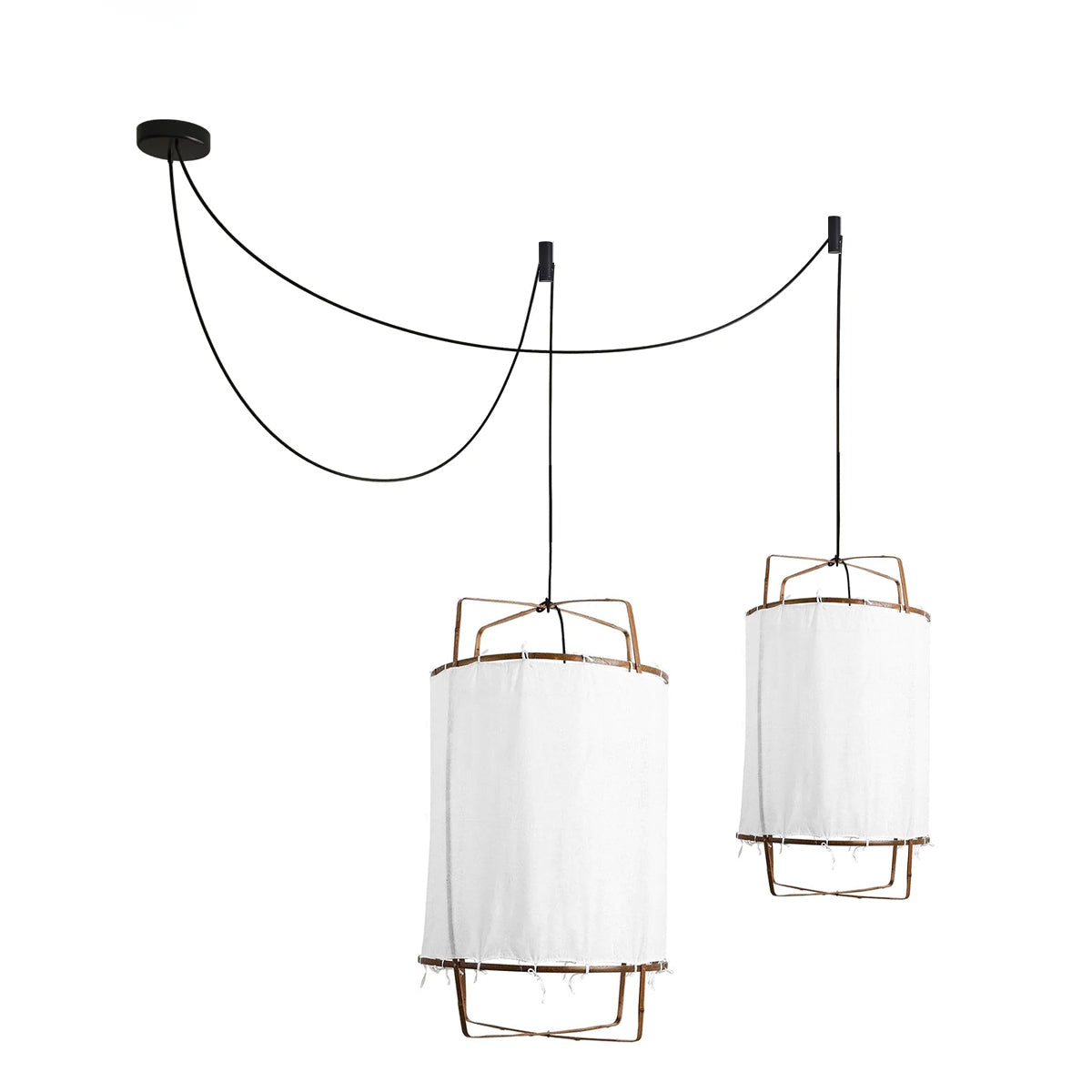 Hanglamp Bohemian met Stoffen Kap en Bamboe Frame