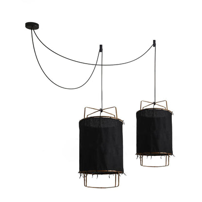 Hanglamp Bohemian met Stoffen Kap en Bamboe Frame