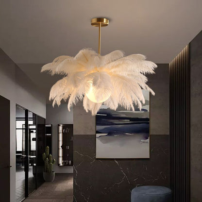 Hanglamp Bohemian met Veren Kap en Vogeldecoratie