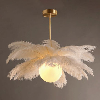 Hanglamp Bohemian met Veren Kap en Vogeldecoratie