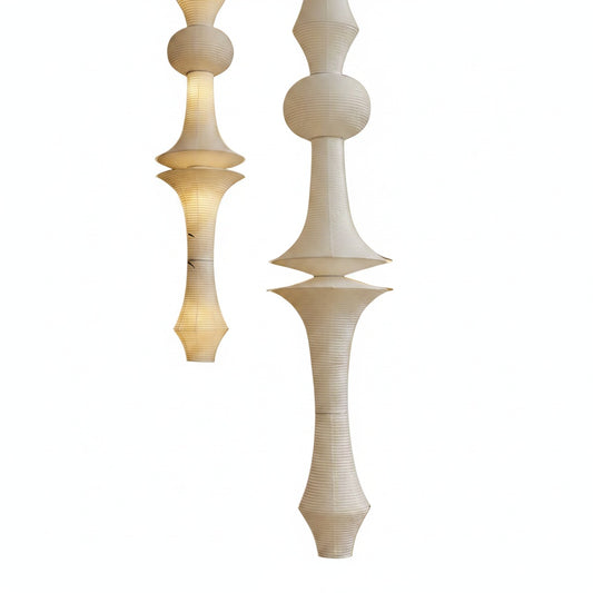 Hanglamp Japandi Bohemian met Sculpturale Washi Kap in Meerdere Vormen