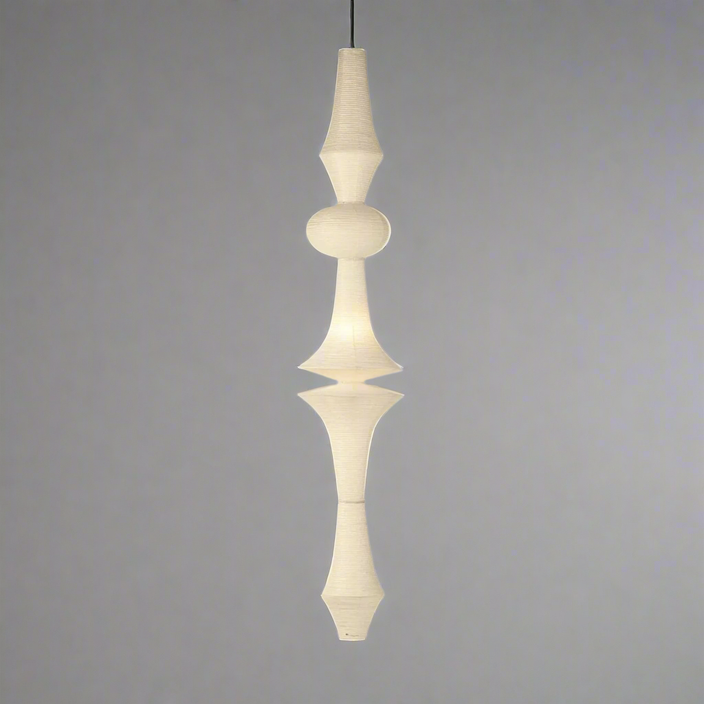 Hanglamp Japandi Bohemian met Sculpturale Washi Kap in Meerdere Vormen