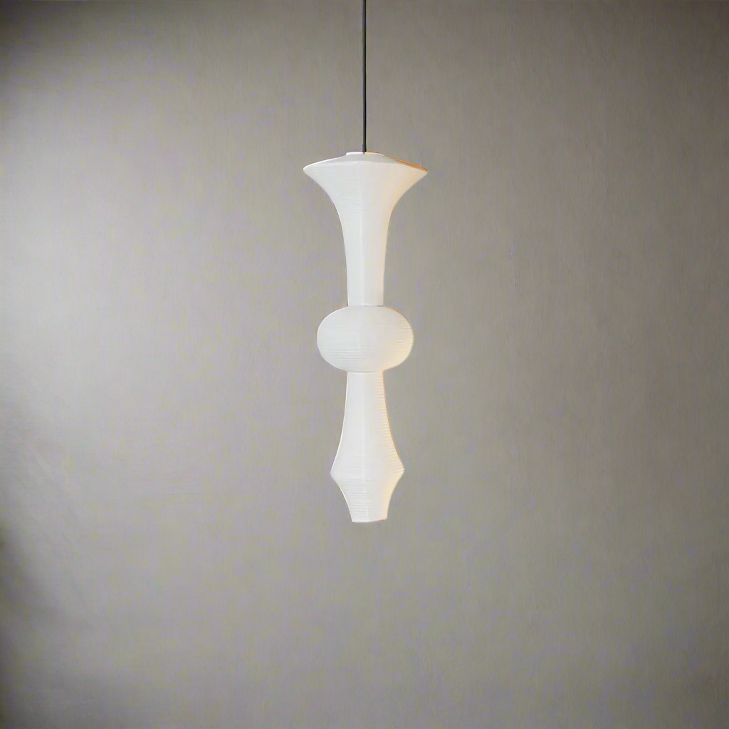 Hanglamp Japandi Bohemian met Sculpturale Washi Kap in Meerdere Vormen