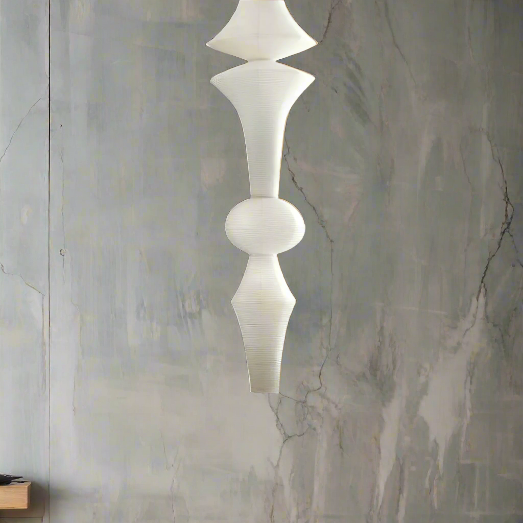 Hanglamp Japandi Bohemian met Sculpturale Washi Kap in Meerdere Vormen