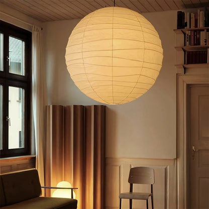 Hanglamp Japandi Bolvormige Rijstpapieren Lampenkap met Verstelbaar Snoer