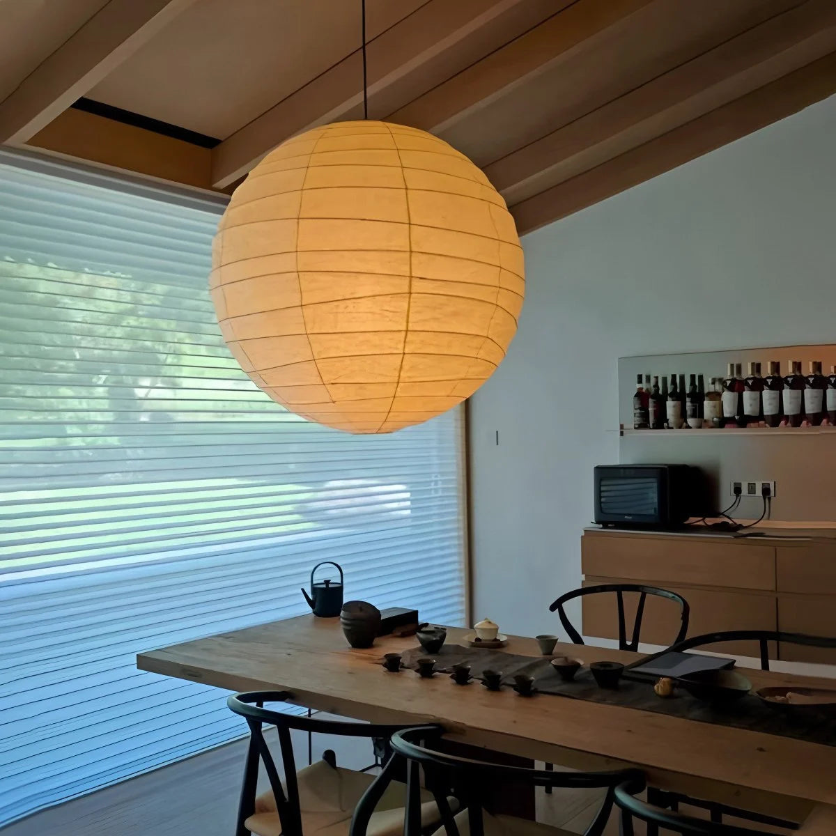 Hanglamp Japandi Bolvormige Rijstpapieren Lampenkap met Verstelbaar Snoer