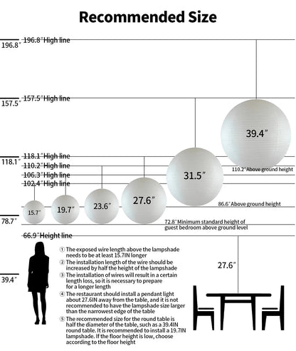 Hanglamp Japandi Bolvormige Rijstpapieren Lampenkap met Verstelbaar Snoer