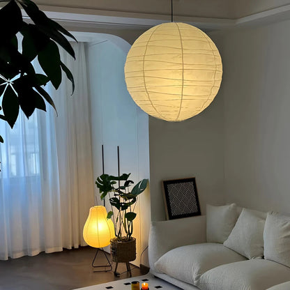 Hanglamp Japandi Bolvormige Rijstpapieren Lampenkap met Verstelbaar Snoer