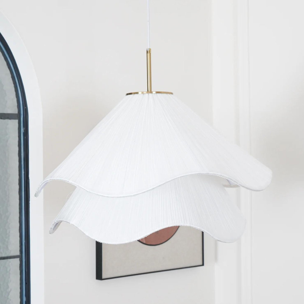 Hanglamp Japandi met Golvende Stoffen Kap en Verstelbare Hoogte