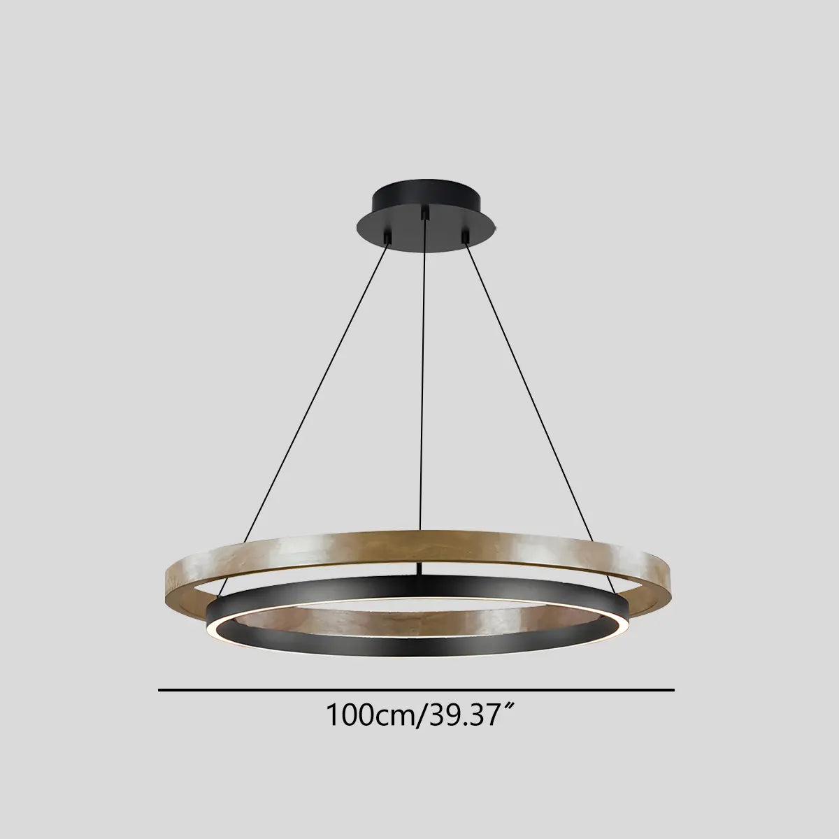 Hanglamp Landelijk Rond met LED en Houtlook Ring
