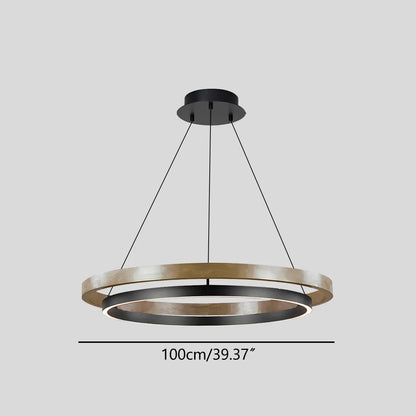 Hanglamp Landelijk Rond met LED en Houtlook Ring