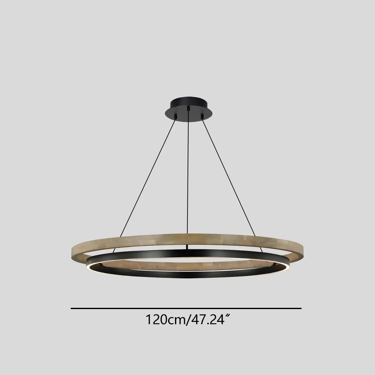 Hanglamp Landelijk Rond met LED en Houtlook Ring