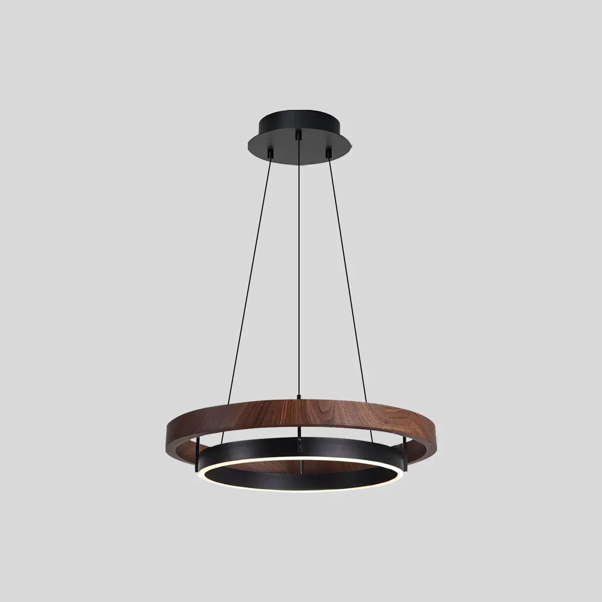 Hanglamp Landelijk Rond met LED en Houtlook Ring