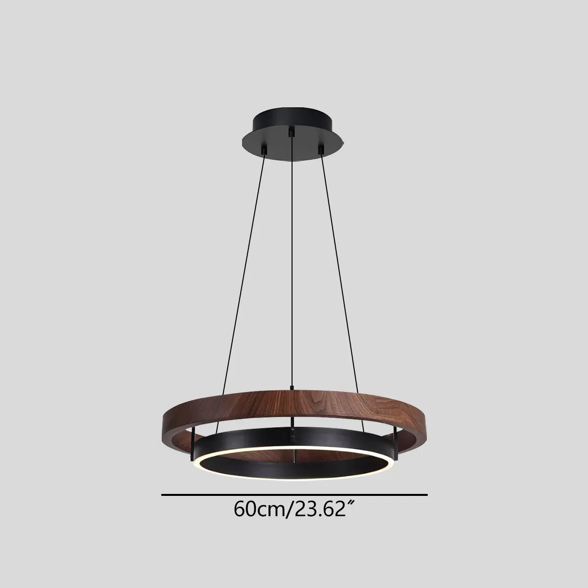 Hanglamp Landelijk Rond met LED en Houtlook Ring