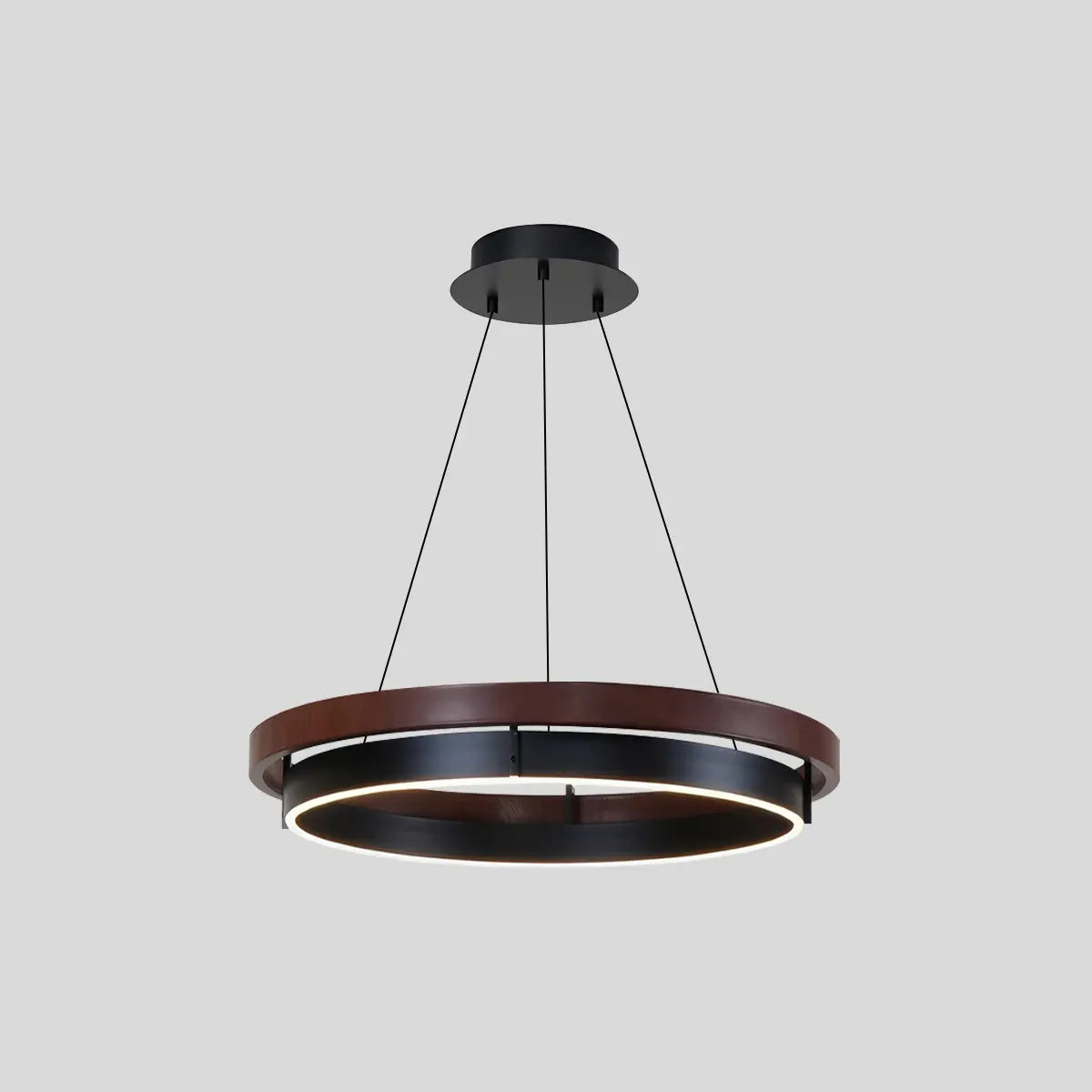 Hanglamp Landelijk Rond met LED en Houtlook Ring