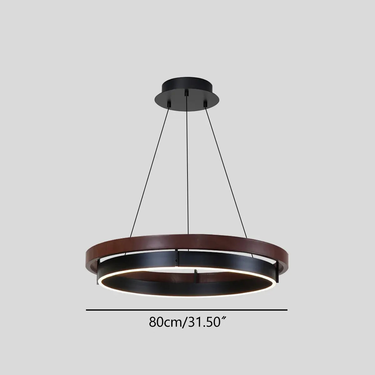 Hanglamp Landelijk Rond met LED en Houtlook Ring