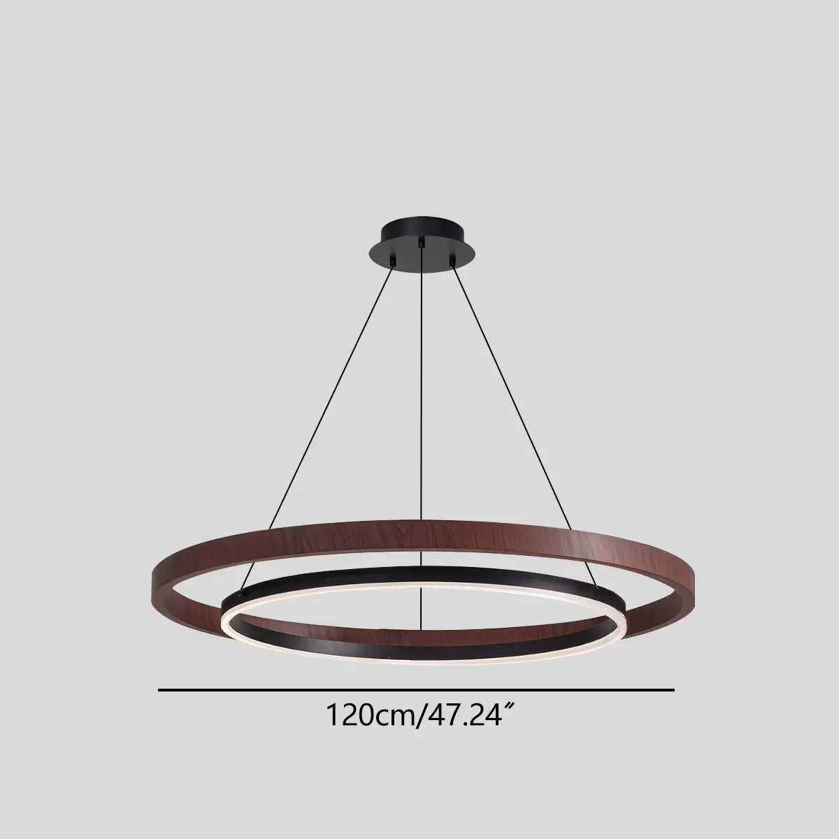 Hanglamp Landelijk Rond met LED en Houtlook Ring