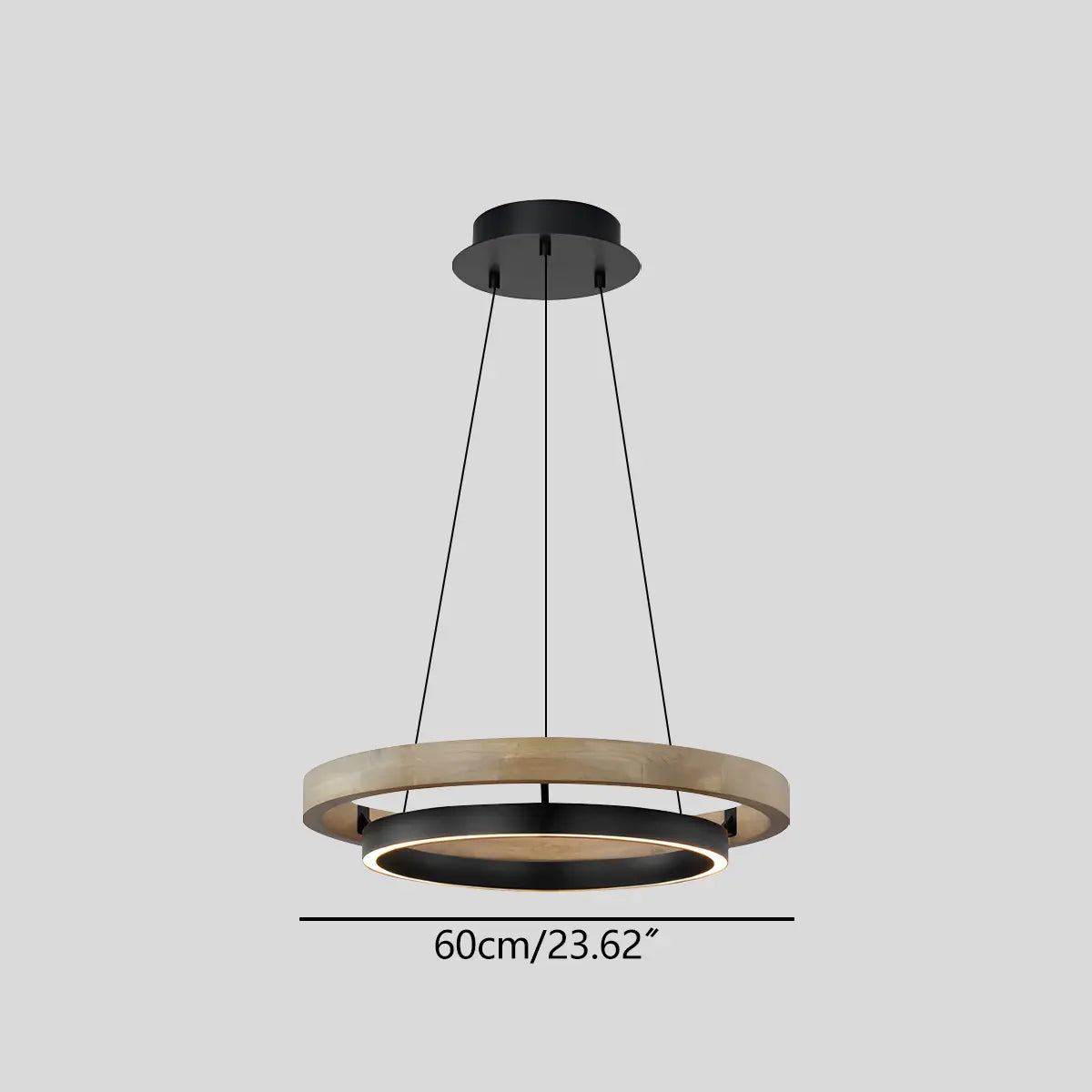 Hanglamp Landelijk Rond met LED en Houtlook Ring
