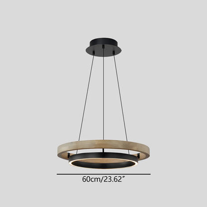 Hanglamp Landelijk Rond met LED en Houtlook Ring
