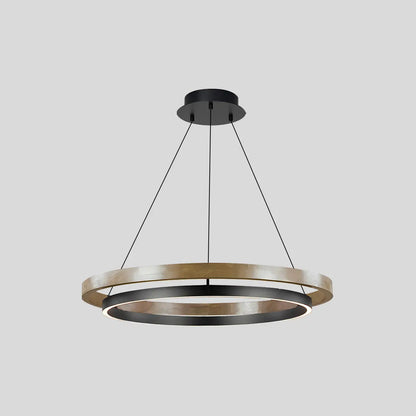 Hanglamp Landelijk Rond met LED en Houtlook Ring