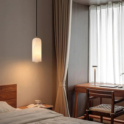 Hanglamp Minimalistisch met Alabasten Cilinderkap en Messing Fitting