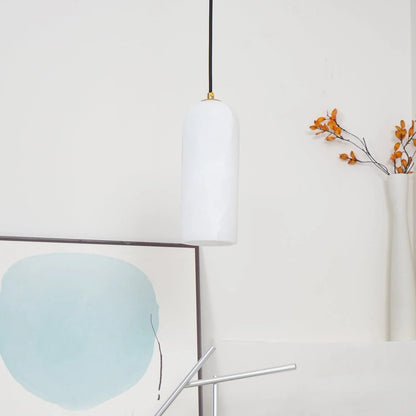 Hanglamp Minimalistisch met Alabasten Cilinderkap en Messing Fitting