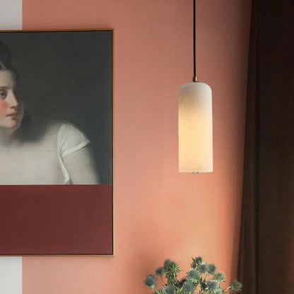 Hanglamp Minimalistisch met Alabasten Cilinderkap en Messing Fitting