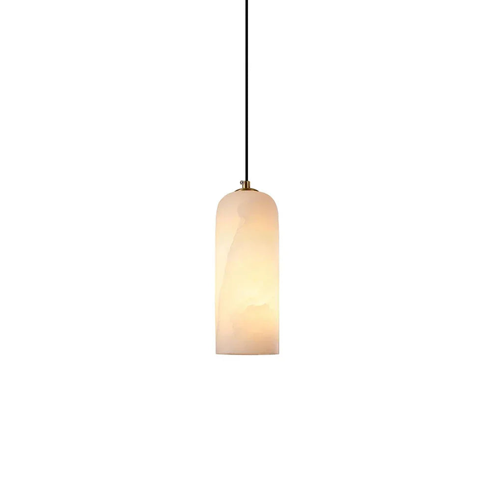 Hanglamp Minimalistisch met Alabasten Cilinderkap en Messing Fitting