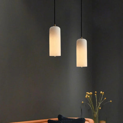 Hanglamp Minimalistisch met Alabasten Cilinderkap en Messing Fitting