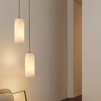 Hanglamp Minimalistisch met Alabasten Cilinderkap en Messing Fitting