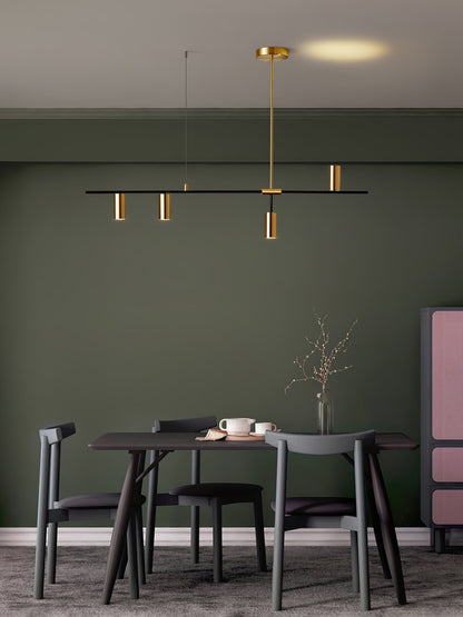 Hanglamp Minimalistisch met Cilindervormige Spots en Horizontale Rail