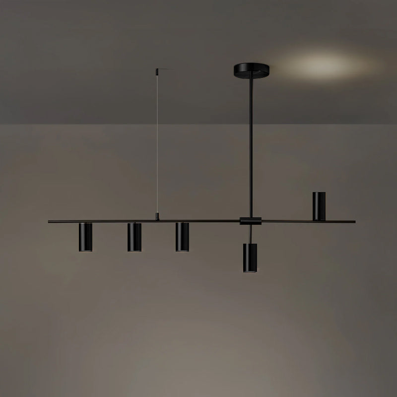 Hanglamp Minimalistisch met Cilindervormige Spots en Horizontale Rail