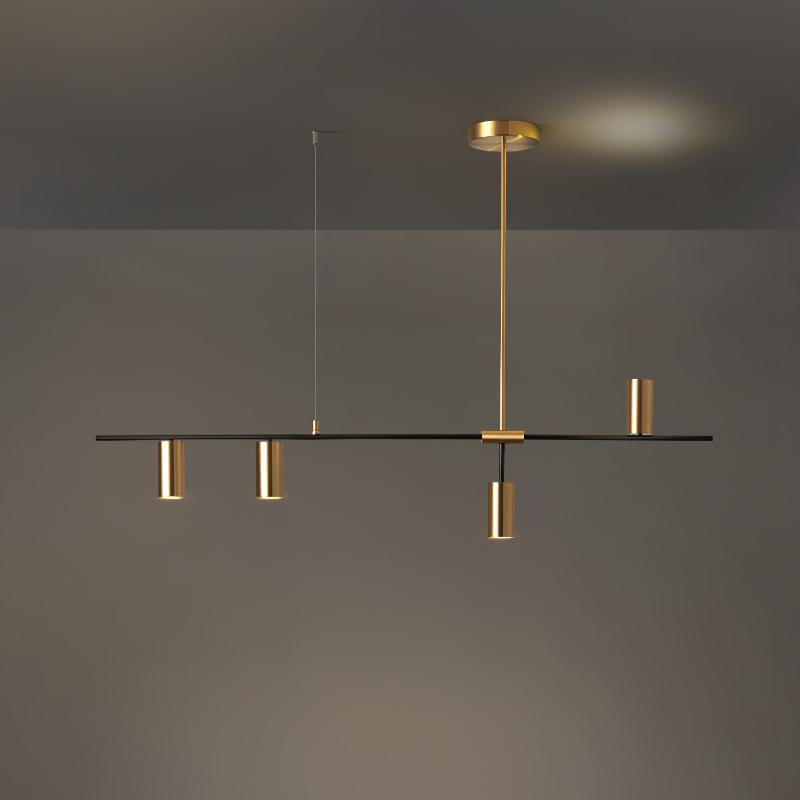 Hanglamp Minimalistisch met Cilindervormige Spots en Horizontale Rail