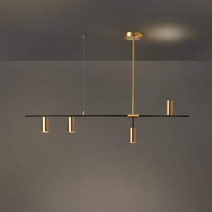 Hanglamp Minimalistisch met Cilindervormige Spots en Horizontale Rail