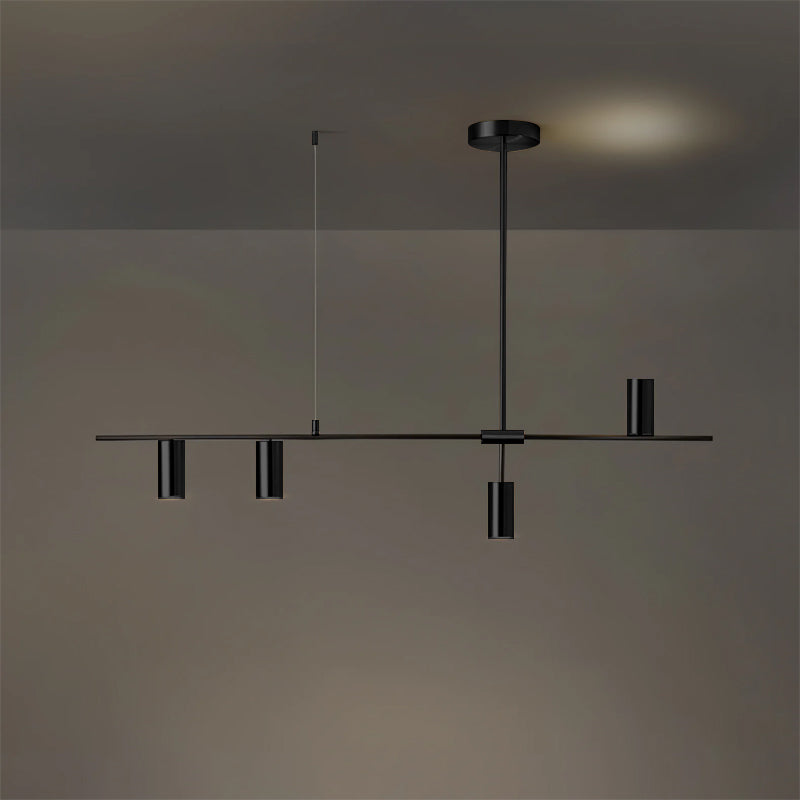 Hanglamp Minimalistisch met Cilindervormige Spots en Horizontale Rail