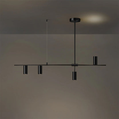 Hanglamp Minimalistisch met Cilindervormige Spots en Horizontale Rail