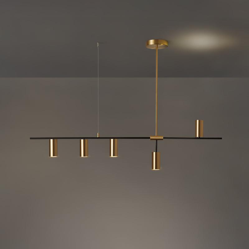Hanglamp Minimalistisch met Cilindervormige Spots en Horizontale Rail