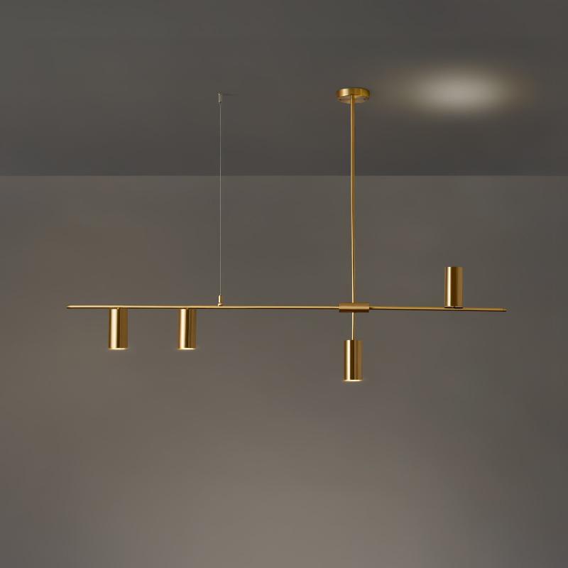 Hanglamp Minimalistisch met Cilindervormige Spots en Horizontale Rail