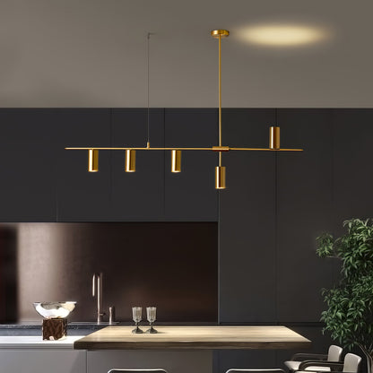 Hanglamp Minimalistisch met Cilindervormige Spots en Horizontale Rail