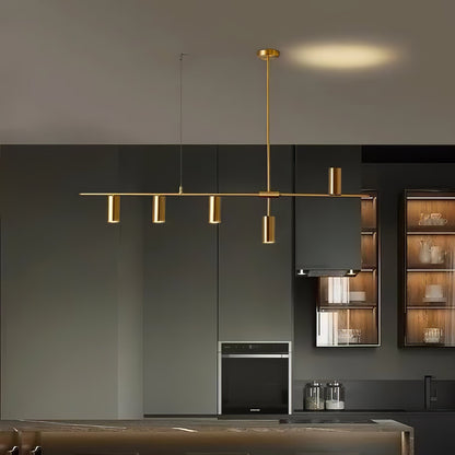 Hanglamp Minimalistisch met Cilindervormige Spots en Horizontale Rail