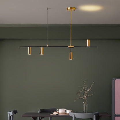 Hanglamp Minimalistisch met Cilindervormige Spots en Horizontale Rail