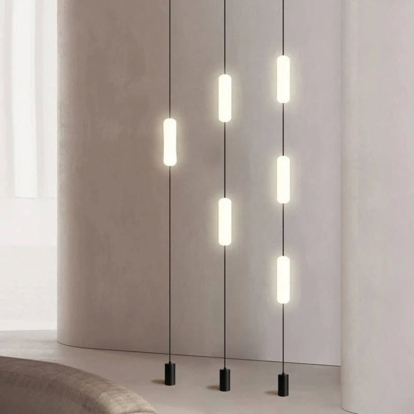 Hanglamp Minimalistisch met Ovale LED Lichtkolommen en Verstelbare Hoogte