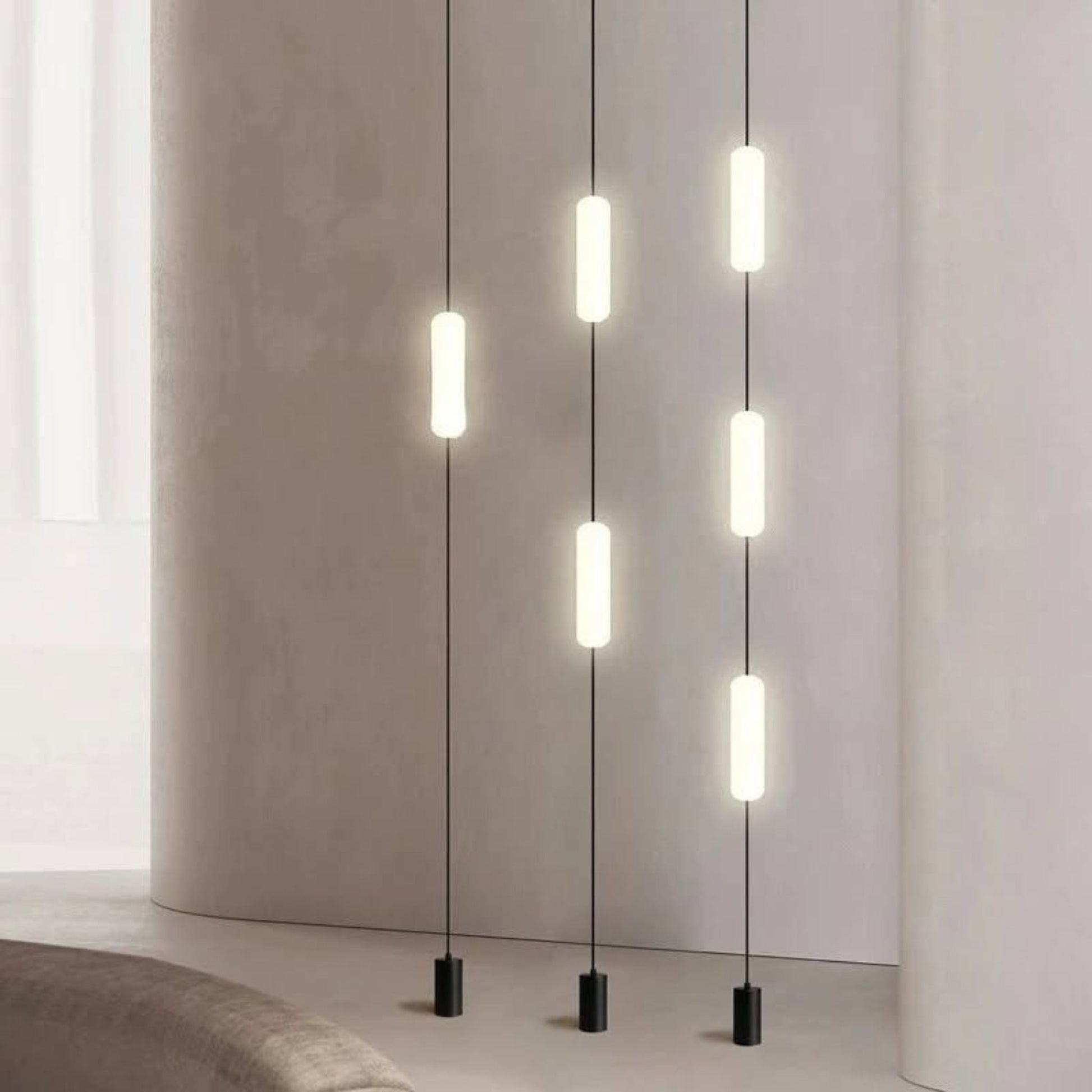 Hanglamp Minimalistisch met Ovale LED Lichtkolommen en Verstelbare Hoogte