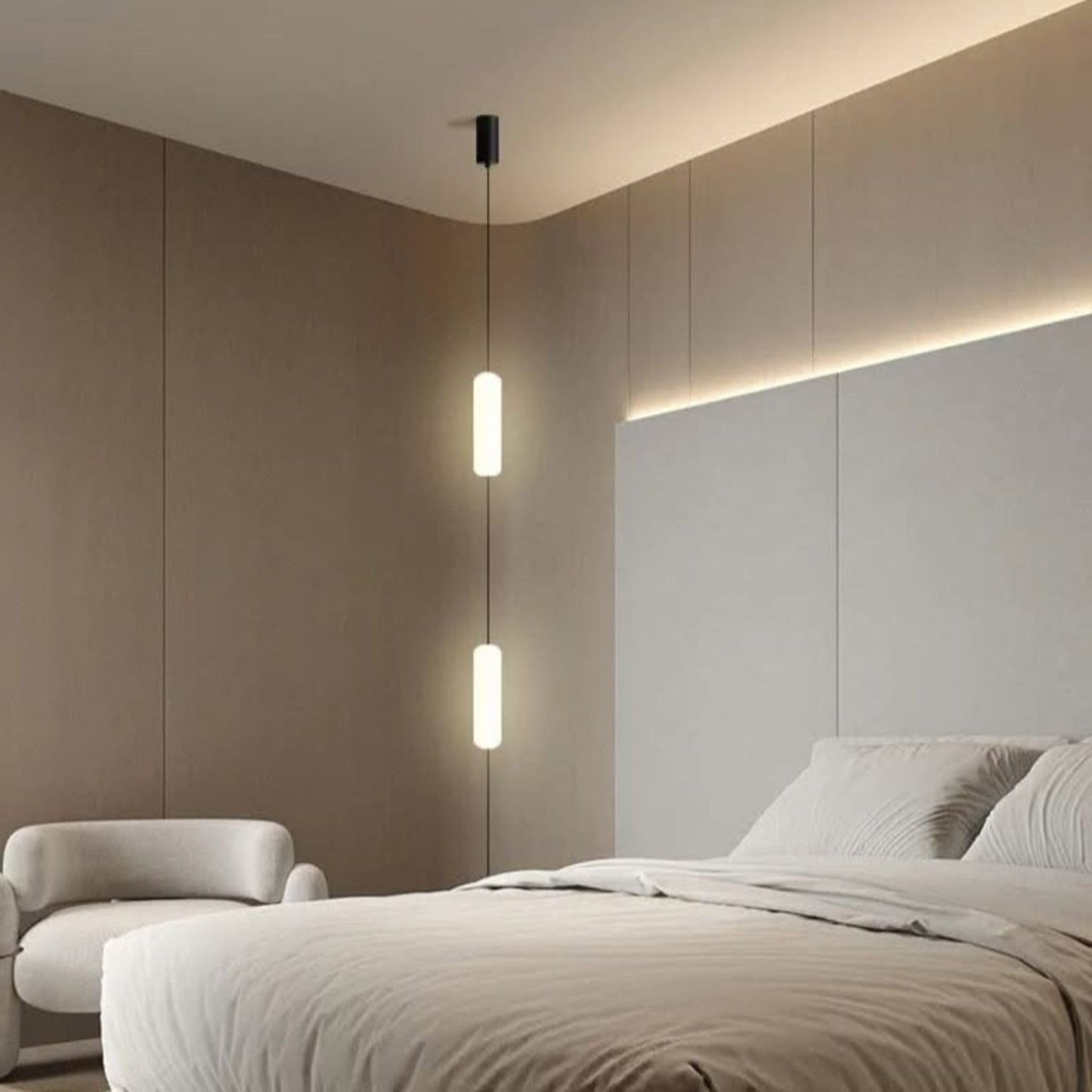 Hanglamp Minimalistisch met Ovale LED Lichtkolommen en Verstelbare Hoogte