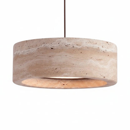 Hanglamp Minimalistisch met Ronde Travertine Kap en Verstelbare Hoogte