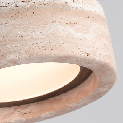 Hanglamp Minimalistisch met Ronde Travertine Kap en Verstelbare Hoogte