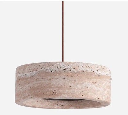 Hanglamp Minimalistisch met Ronde Travertine Kap en Verstelbare Hoogte ##POS:12##