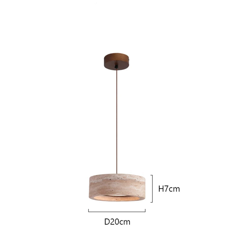Hanglamp Minimalistisch met Ronde Travertine Kap en Verstelbare Hoogte